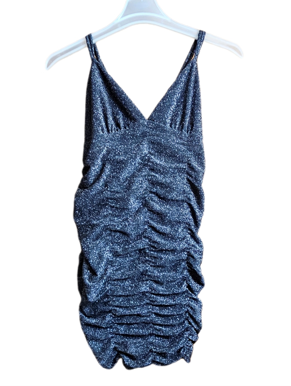 Wild Fable womens black silver metallic sleeveless ruched bodycon mini dress new